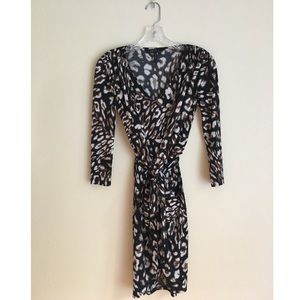 BCBG Animal Print Jersey Knit Wrap Dress XXS